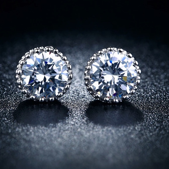 zdazzled Jewelry - CZ Crystal Sterling Silver Plated Earrings New